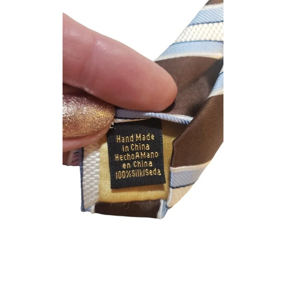 Donald J Trump Signature‎ Collection Brown Blue Diagonal Striped Silk Necktie